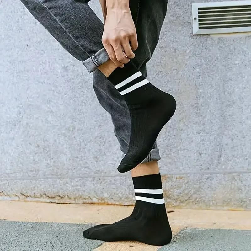 10 Pares De Calcetines A Rayas De Moda Para Hombres,