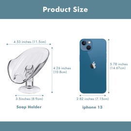 NPET Not Punched Self Draining Plastic Soap Dish Holder with Enlarged Suction Cup,Portable Soap Tray for Bathroom Shower, Kitchen Sink, Save Space and Soap (2, 2 Clear)