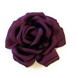 Large Rose Fascinator Corsage Hair Clip and Brooch Pin, Satin Flower, Multi-Colour Options (Dark Purple)