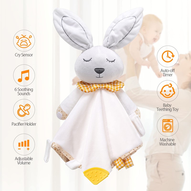 BEREST Rechargeable Baby Sleep Soother Bunny Lovey- White Noise| Heartbeat|