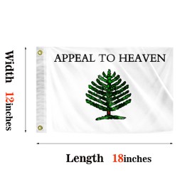 PLAIEI Appeal To Heaven Boat Flag 12x18 Inches Double Sided 3Ply Small First Flag Of United Colonies American Revolution Liberty Pine Tree Boat ATV Banner With 2 Brass Grommets For Churches Patriotic