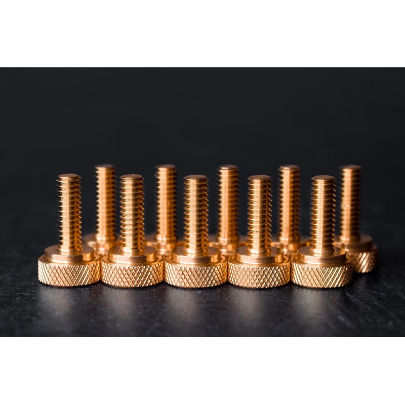 10 Pack of 1/4-20 Brass Knurled Thumb Screws 3/4" Thread