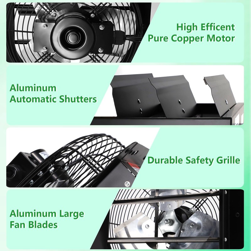 Aibabcue Shutter Exhaust Fan, 7 in Wall Mount Ventilation Fan