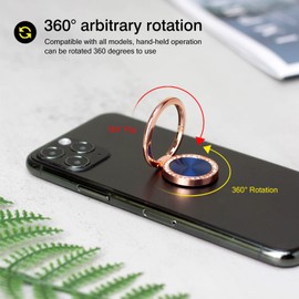 [2 Pack] Concentric Circular Texture Diamond Setting Cell Phone Ring Holder Stand, 360 Degree Rotation and 180 DegreeAdjustable Finger Ring Kickstand with Polished Metal Phone Grip (Dark Blue)