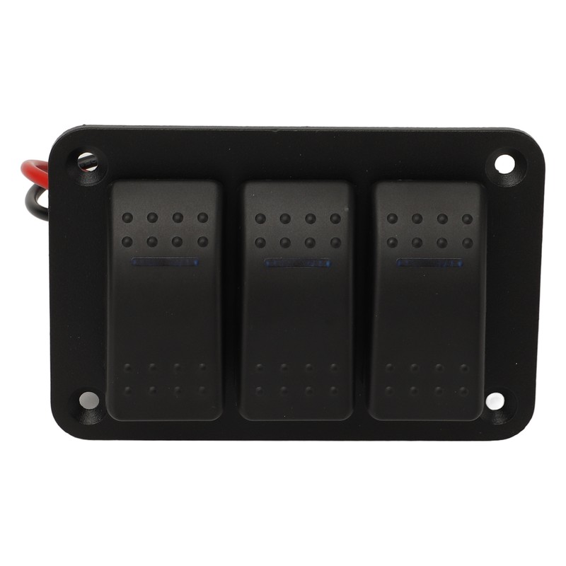 3 Gang Rocker Switch Panel IP65 Waterproof DC12‑24V Blue Light