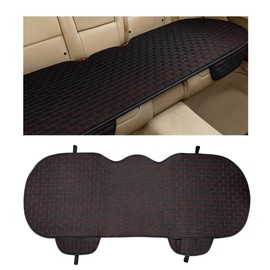 MUQIDA Car Seat Cover for Rear Seats, Comfortable Linen Seats Cushion Pad Mat with Storage Pockets, Anti-Slip Breathable Bottom Long Rear Seat Cover Protector for SUV Truck Van (Black&Red)