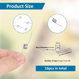 SUPERFINDINGS 16PCS 160 Degree Torsional Spring 4 Laps Stainless Steel Torsion Spring Mechanical Torsion Spring 0.9mm Wire Diameter Torsional Spring for Maintenance, 7mm OD