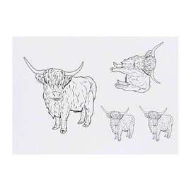 Azeeda 4 x 'Hochland-Kuh' Temporäre Tattoos - Wasserfest, Hautfreundlich & Ungiftig · Transfers in Verschiedenen Größen (TO00048795)