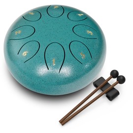REGIS Steel Tongue Drum 6 inch 8 Notes Musical Percussion Instrument, Rain Drum for Outside - Musician Gift for Family and Friends(malachite)