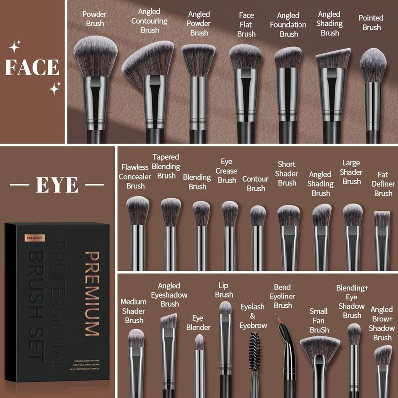 MAANGE 선물 상자 메이크업 브러쉬 키트 얼굴 눈 브러쉬 파운데이션