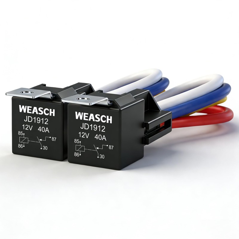 Weasch JD1912 Car Relay Harness, 12V 40A, 4 Pin SPST,