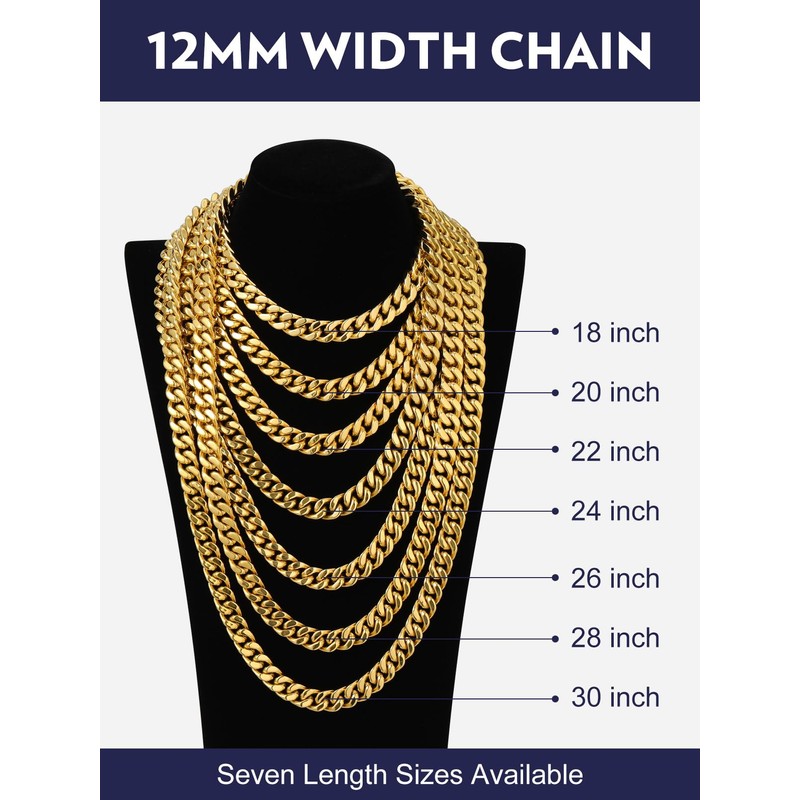 Bandmax Thick Cuban Link Chain Necklace for Men 12mm Wide