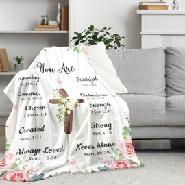 Christian Blanket Gifts for Women 50x60'' Faith Based Confirmation Baptism Blanket Gifts for Girls Religious Blanket Gifts Soft Throw Blankets Spiritual Gifts for Women Christmas Birthday Gifts