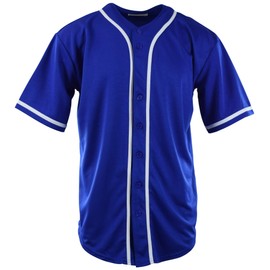 Mens Plain Solid Color Baseball Jersey (S, ROYAL)
