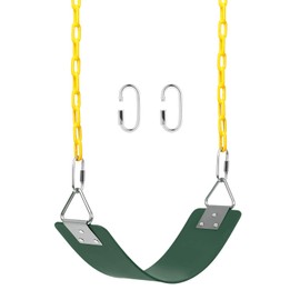 AGPTEK Swing Set, Seat with 66 Inch Anti-Rust Chains Thermoplastic Coated, Support 250lb, Cushion Accessories Replacement with Snap Hooks for Outdoors, Playground, Jungle & Gym - Green