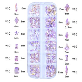 DZHILHMX Nail Rhinestones - 3D Multi Shape Size, Flat Back, Crystals Manicure Rhinestones Charms, Pink AB Nail Gems, with Kit, for Nail Art, Bedazzling Acrylic Nails, DIY Decor