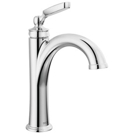 Delta Faucet Woodhurst Single Hole Bathroom Faucet Chrome, Single Handle Bathroom Faucet, Bathroom Sink Faucet, Diamond Seal Technology, Drain Assembly, Chrome 532-MPU-DST