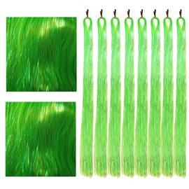 Hair Tinsel Extensions Verdancy Green Colorful Glitter Tinsel Hair Kit Heat Resistant 42 Inch Sparkling Fairy Hair Accessories for Women Kids Girls 8 Pcs 200 Strands/Pcs