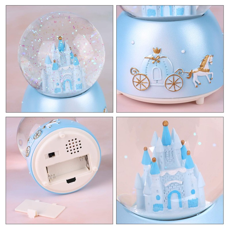 Snow Globe Crystal Ball Music Box Rotating Musical Box with