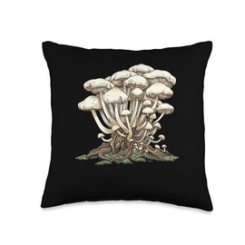 Enoki Mushrooms Under A Tree Throw Pillow