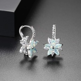 Aretes de Orquídea con Circonita Cúbica para Mujer - Pendientes Flor de Plata de Ley de 925 Hipoalergénico Aretes, Pendientes Para Mujeres, Embalaje Caja de Regalo (Azul)
