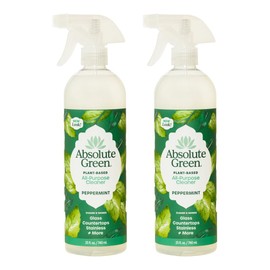 Absolute Green All Purpose Cleaner Spray, Non-Toxic, Kitchen, Bath, Countertop, Stainless, Safe around Kids + Pets, Natural Peppermint Scent, 25 oz (2 Pack)