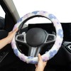 Flowers Lambswool Steering Wheel Cover Auto Steering Wheel Protector, Anti-Slip,
