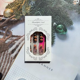 Halloween Press on Nails Medium Coffin Fake Nails Cute Pumpkin Spider Web Designs False Nail Orange Nail Tips Black Acrylic Nail Halloween Stick on Nails for Women Manicure 24Pcs