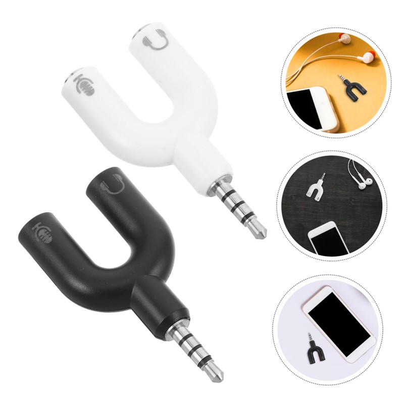 Outanaya 2pcs Y Shaped Audio Port Adapter Dual Headphone Splitter
