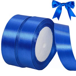 qingmeng Satin Ribbon Blue, 44 m Gift Ribbon Blue Wide, 20 mm Ribbon Blue, Gift Ribbon Wedding Fabric, Blue Gift Ribbon Gift Ribbons for Christening Birthday Decoration Gift Wrapping