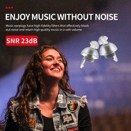 Lysian Concert Ear Plugs High Fidelity Design Waterproof Reusable Non-Toxic Material SNR23db，Music Noise Reduction Ear Plugs for Music Festivals, Concerts, Motorcycles, Bars, Raves,DJS live entertainment