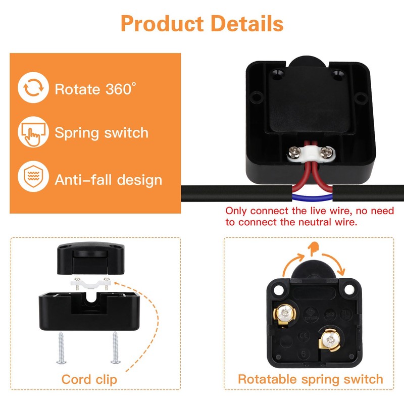 Helunsi Cabinet Door Lamp Switch, 2 Pack for Closet Light,