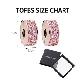 TOFBS Women's 925 Sterling Silver Pavé Clip Cubic Zirconia Bead Charm Jewellery Birthday Gifts Memorial for Women Girlfriend Mother Pack of 2, Sterling Silver, Cubic Zirconia