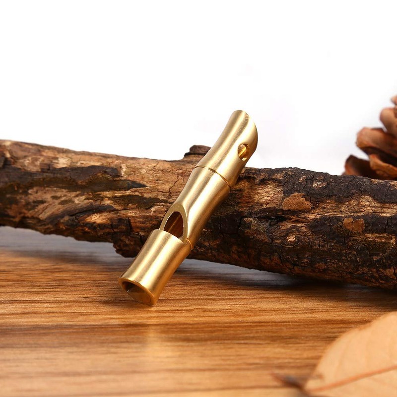 VGEBY Emergency Whistle, EDC Survival Brass Bamboo Section Whistle for