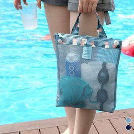 Mesh Tote Beach Bag LM-0364 Navy 4ea