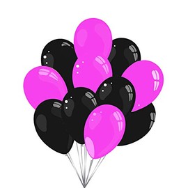 Premium Balloons in Pink Black - Made in Germany - 100% Natural Latex & 100% Biodegradable - Pack of 50 - Birthday Party Carnival - Suitable for Helium - twist4®
