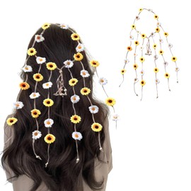 Eruceky Sunflower Headband, Flower Headband Daisy, Sunflower Headband, Floral Hippie Accessories for Costume Party, for Women Girls Beach Wedding Carnival Party