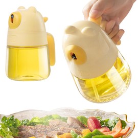 ANAM Bear-Shaped Oil Spray Bottle for Kitchen & Air Fryer – 300ml Glass Oil Mister for Cooking, Baking, Frying – Non-Drip, Food-Grade (Yellow)