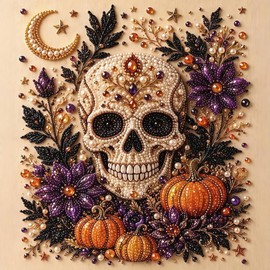 Halloween Pearl Diamond Art DIY Kit,Spooky Pearl Diamond Painting Craft Kit