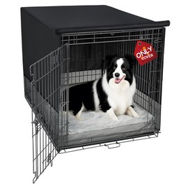 Explore Land Breathable Dog Crate Cover - 4 Sides Mesh Ventilation, Pet Kennel Cover, All Sides Open, Universal Fit for 1 2 3 Doors 48 inches Wire Dog Crate (Black)