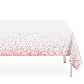 LIKAJON 6 Pack White and Pink Dot Tablecloth, Pink Plastic Table Cloths for Parties Disposable, 54x108 in Waterproof Rectangular Camping Tablecloth for Birthday Party Baby Shower Picnic Valentines