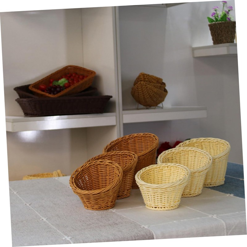 MAGICLULU Simulated Rattan Storage Basket Plastic Vegetable Basket Fruit Container