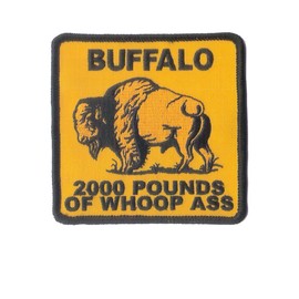Buffalo"Whoop Ass" Embroidered Patch with Wax Backing (3" X 3") - 17th Infantry Regiment - American Buffalo - American Bison - Buffalo Regiment - Tatunka - Thundering Herd - North Dakota