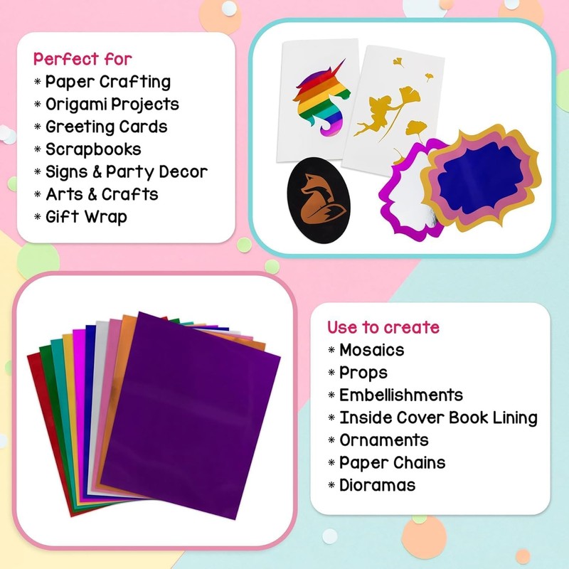 Hygloss Metallic Foil Paper - 24 Sheets 8 Assorted Metallic