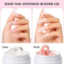 AIMEILI Solid Nail Gel for Gel Nails Set Clear Nude Solid Nail Extension Builder Gel Set