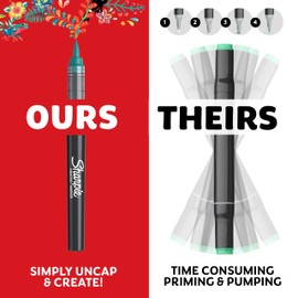 Sharpie Creative Markers, Water-Based Acrylic, Brush Tip, Assorted Colors, 12 Count – Arts & Crafts, Kids Activity, School Classroom; Works on Paper, Metal, Wood, Ceramic, Glass, Rock, Canvas