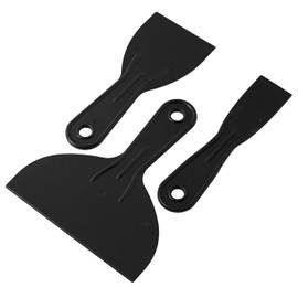 Plastic Putty Knife Set - 3Pcs Black Plastic Scraper Tool, 1.5"/3"/6" Sizes Spackle Knife for Spackling, Painting, Drywall, Arts and Crafts, Tile Jobs, Tamale Making