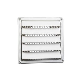 Plastic Wall Vent w/Fixed Louvers 8 Inch Pipe White | Air Intake/Exhaust Applications + Avail. in Brown or White + 1 in. Collar and Screen + All-Weather High Density Polyethylene Plastic | FAMCO