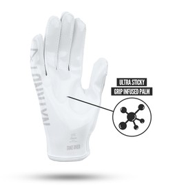 Nxtrnd G1 Youth Football Gloves, Kids Sticky Receiver Gloves (White, Youth Small)