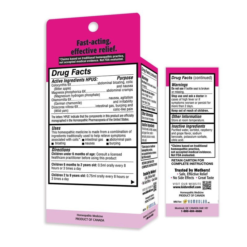 Kids Relief Gas & Colic, Natural Oral Liquid Formula with